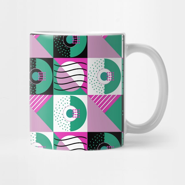 Pink 80s Memphis Geometric Abstract Checked Postmodern Pattern by BillingtonPix